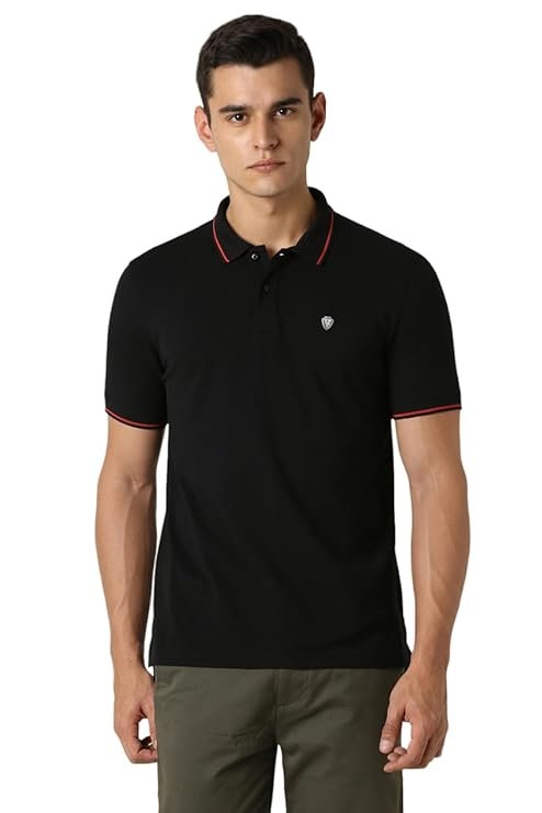Van Heusen Men’s Cotton Solid Regular Fit Collar Polo T-Shirt