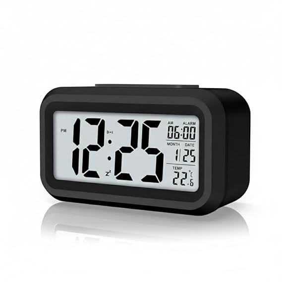Topski Digital Alarm Clock for Heavy Sleepers, Digital Clock Table Clock for Study Table, Students, Office | Alarm Clock for Bedroom with Loud Sound, Automatic Sensor,Date & Temperature