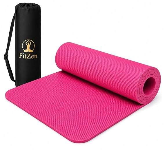 Yoga Mat for Women and Men 6mm with Carry Strap EVA Material Extra Thick Exercise Mat for Workout Yoga Fitness Pilates and Meditation, Anti Tear Anti Slip For Home & Gym Use (Pink, 6mm)
